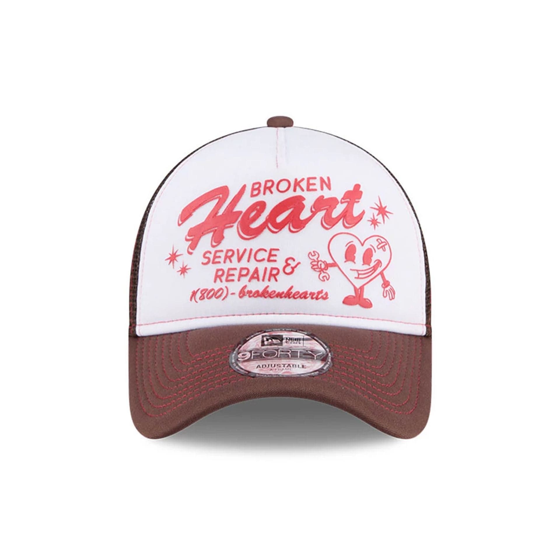 New Era Broken Heart Service & Repair White 9FORTY A-Frame Trucker Adjustable Cap