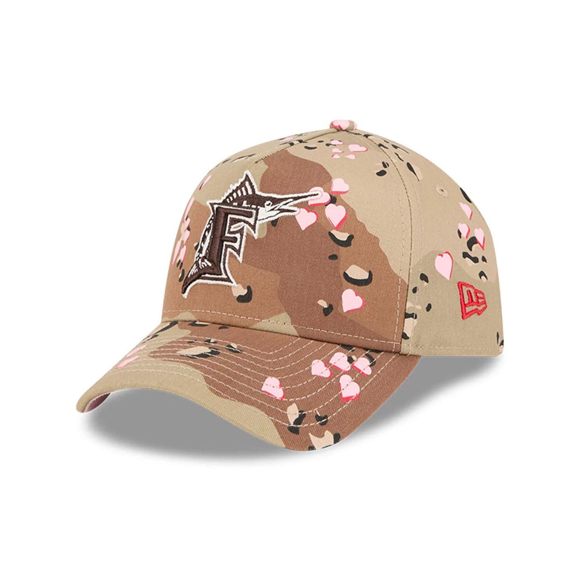 Miami Marlins MLB Camo Hearts Desert Camo 9FORTY A-Frame Adjustable Cap