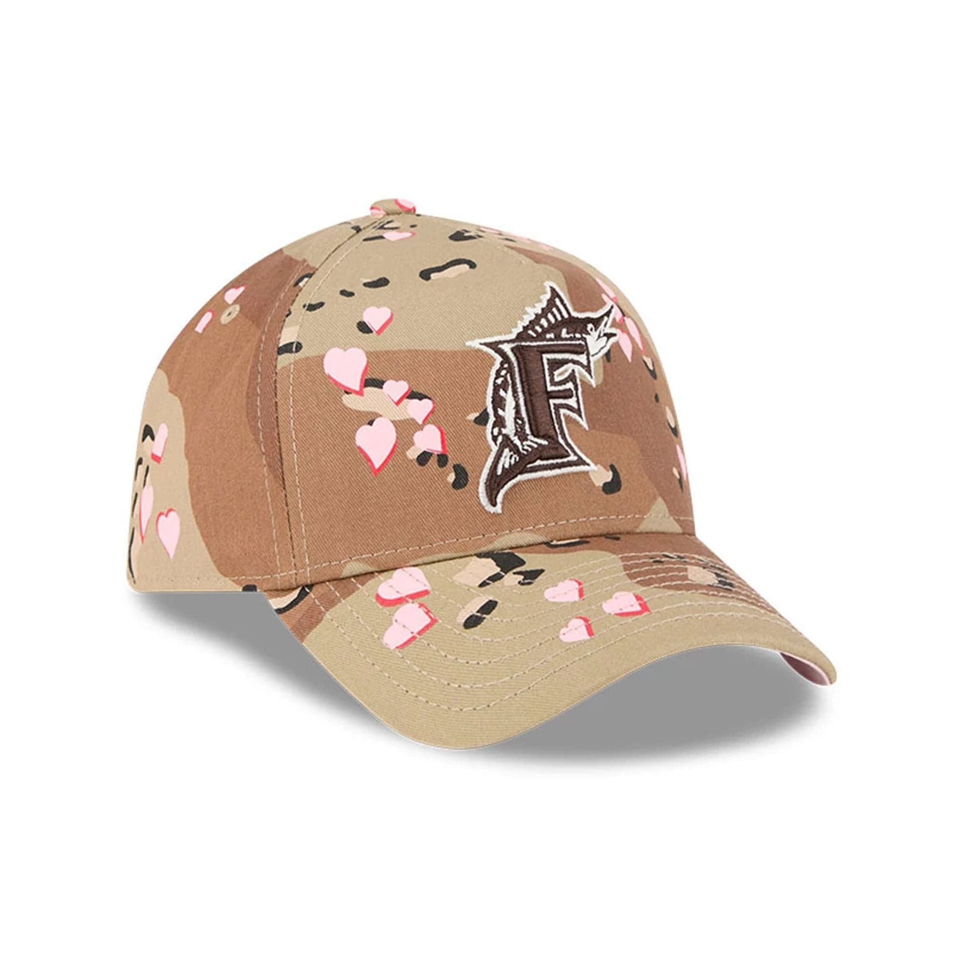 Miami Marlins MLB Camo Hearts Desert Camo 9FORTY A-Frame Adjustable Cap