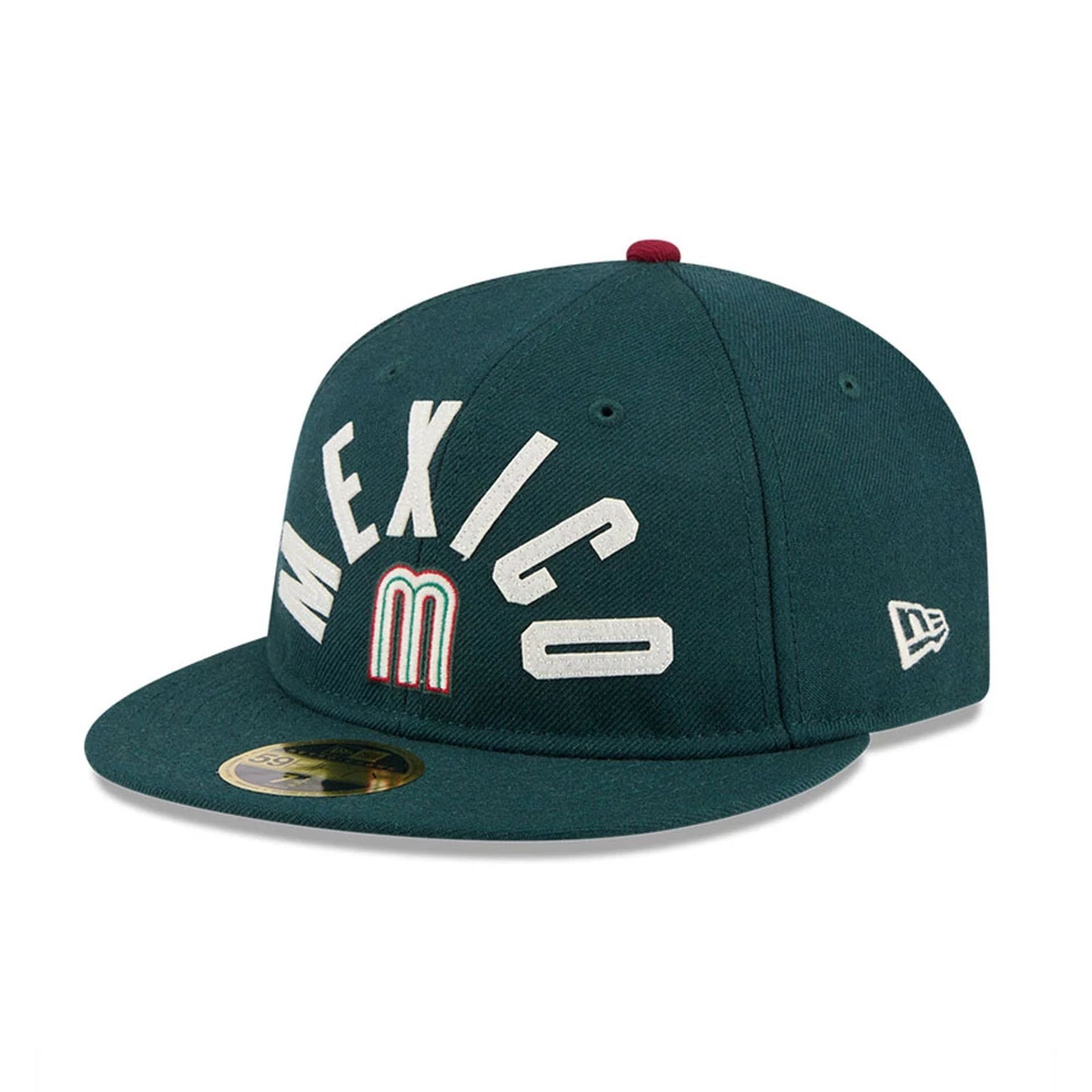 WBC Mexico Classical Script Dark Green Retro Crown 59FIFTY Fitted Cap