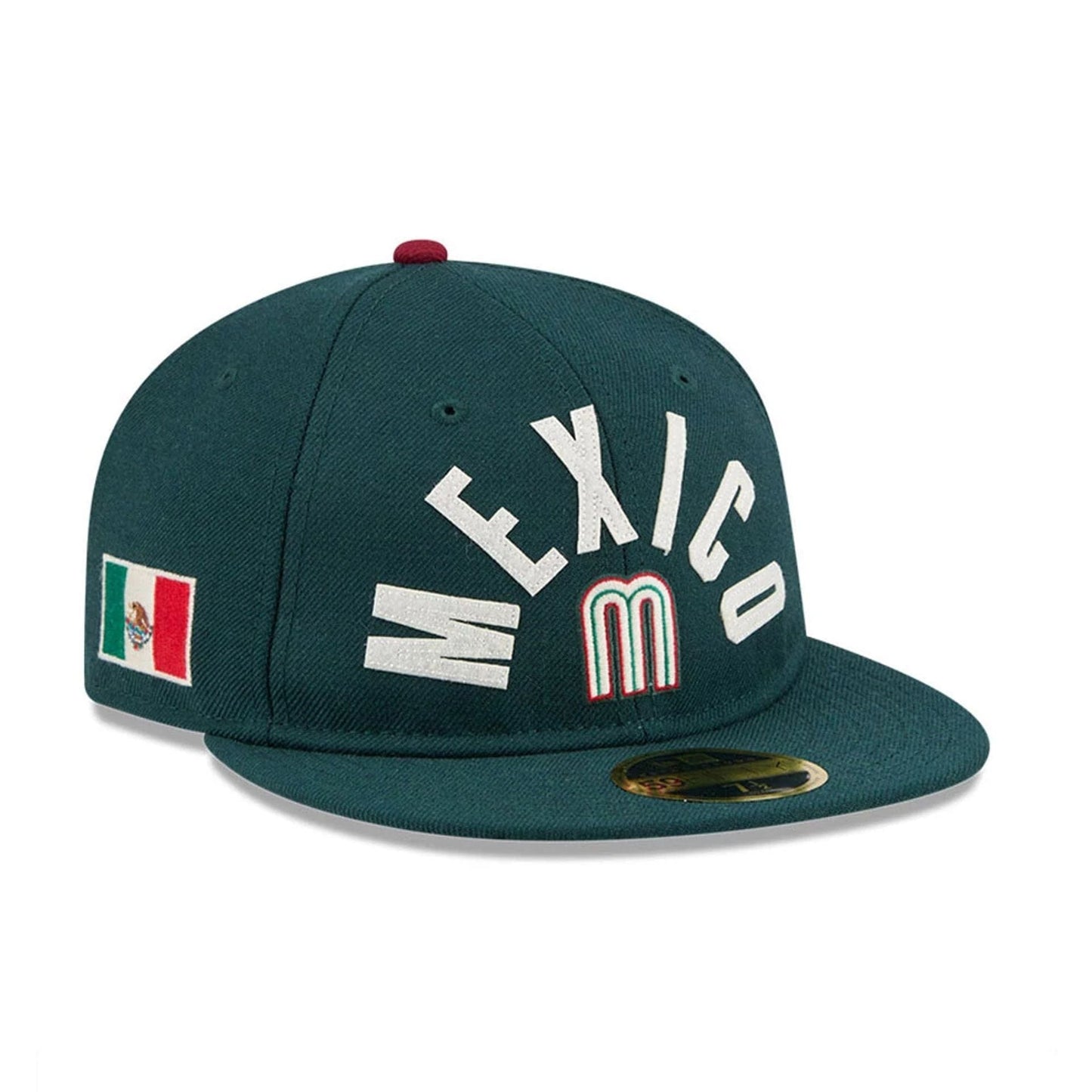 WBC Mexico Classical Script Dark Green Retro Crown 59FIFTY Fitted Cap