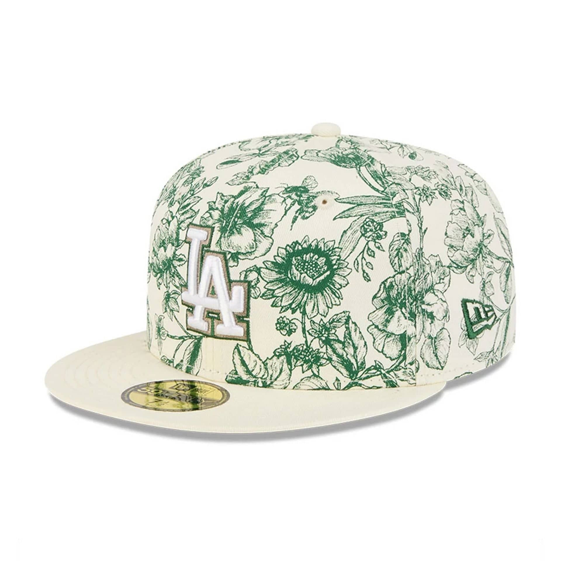 LA Dodgers MLB Spring Floral White 59FIFTY Fitted Cap