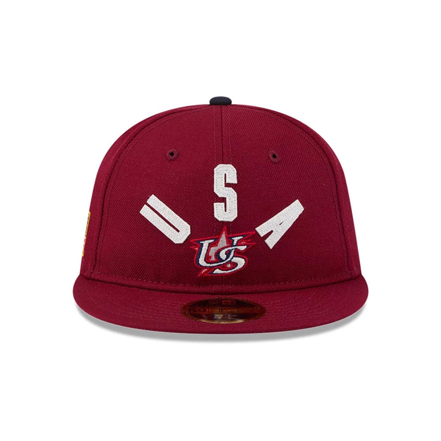 WBC USA Classical Script Dark Red Retro Crown 59FIFTY Fitted Cap