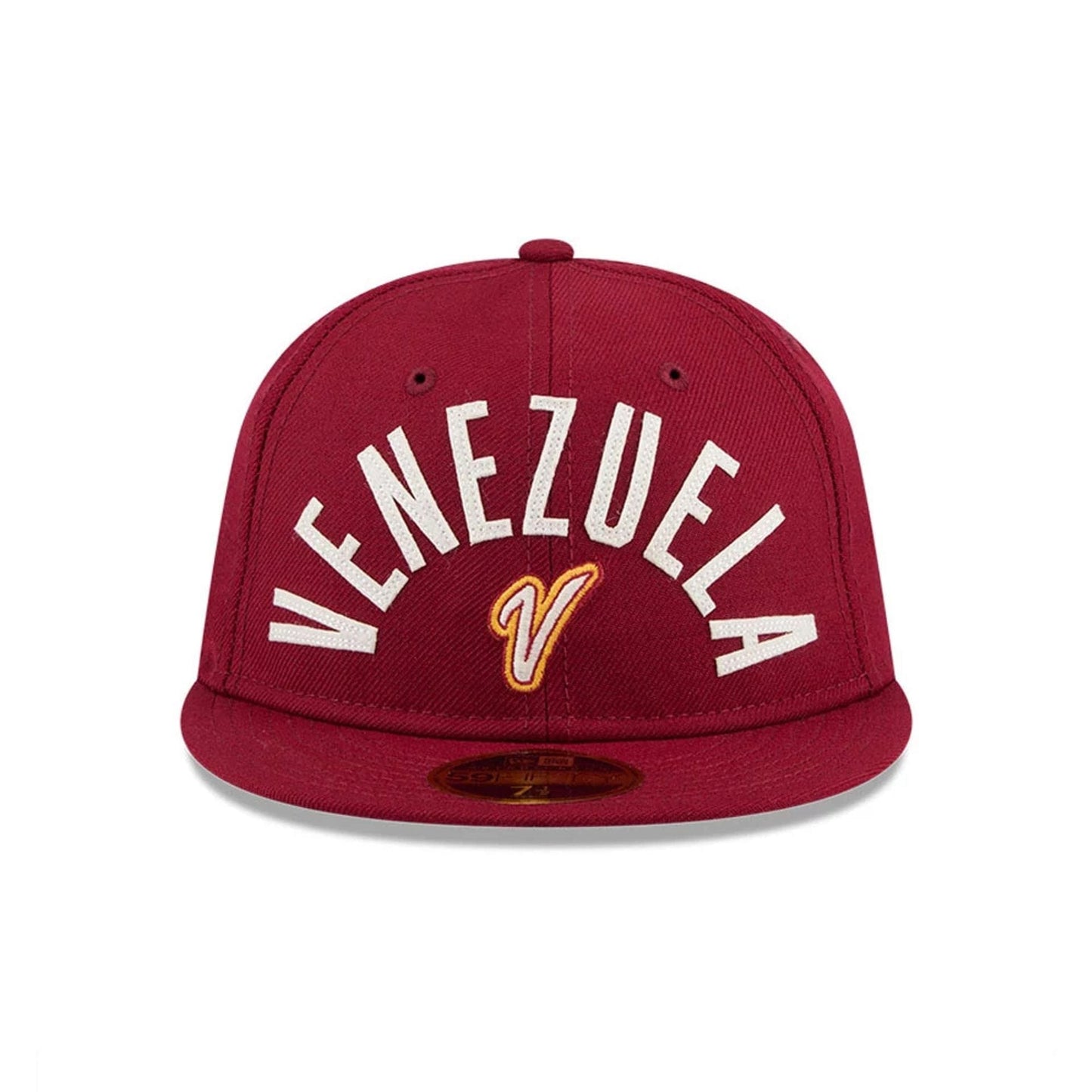 WBC Venezuela Classical Script Dark Red Retro Crown 59FIFTY Fitted Cap