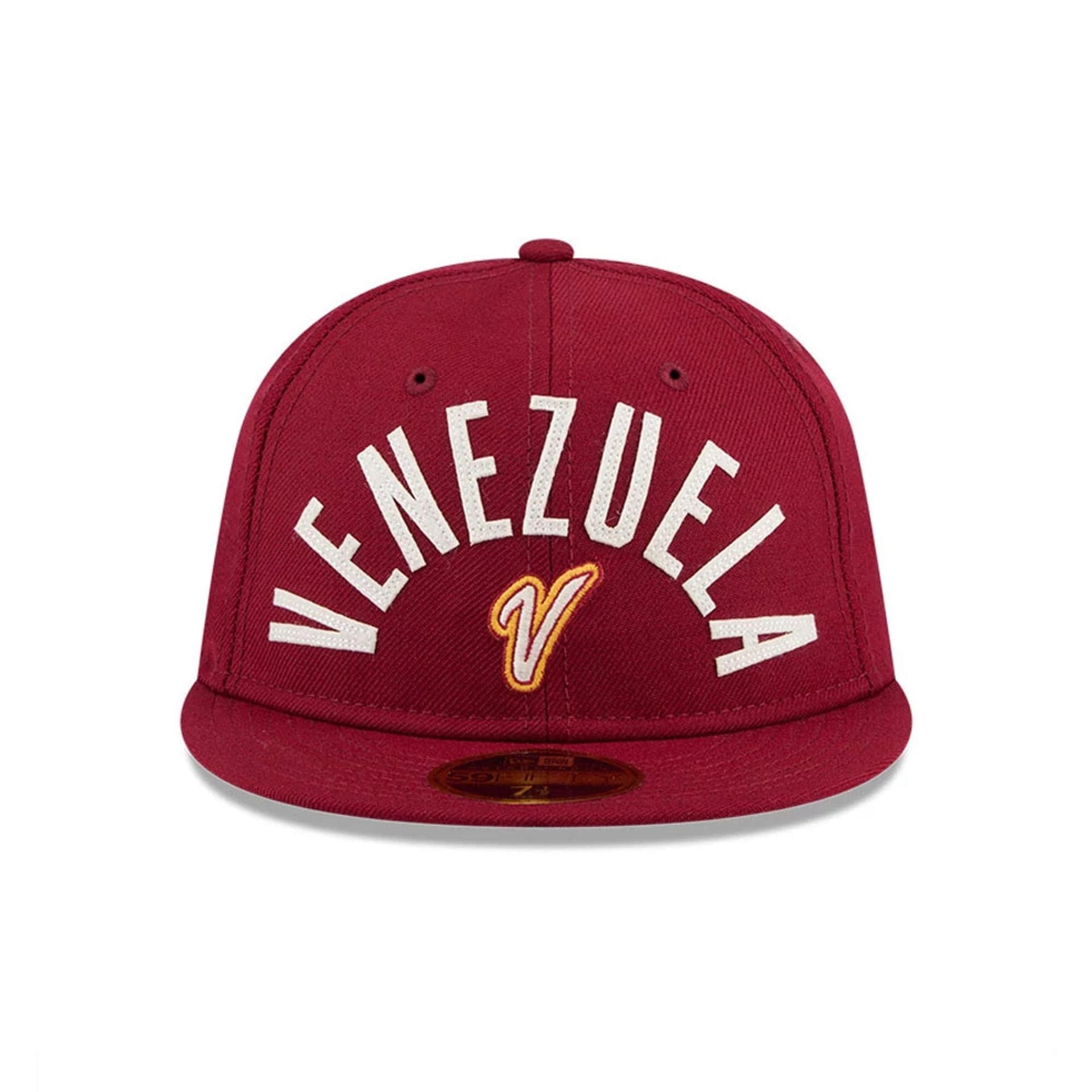 WBC Venezuela Classical Script Dark Red Retro Crown 59FIFTY Fitted Cap