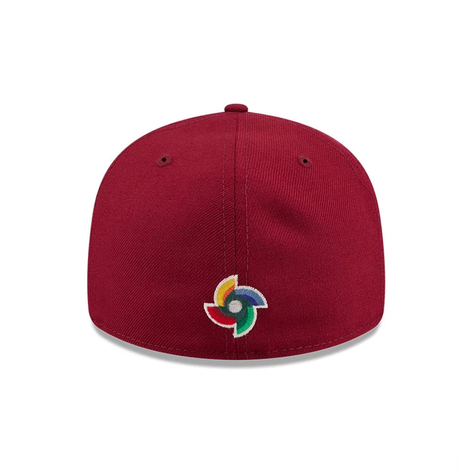 WBC Venezuela Classical Script Dark Red Retro Crown 59FIFTY Fitted Cap