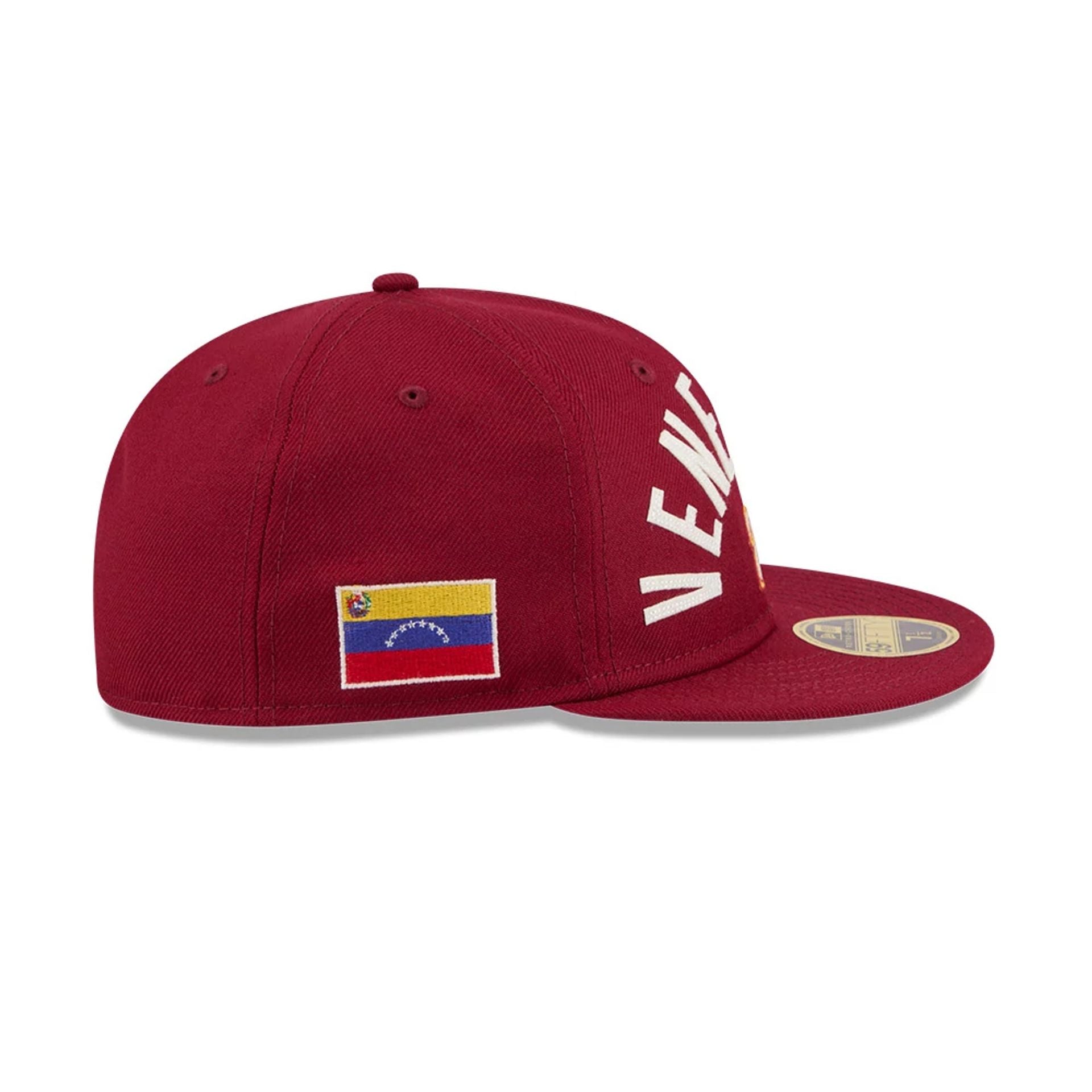 WBC Venezuela Classical Script Dark Red Retro Crown 59FIFTY Fitted Cap