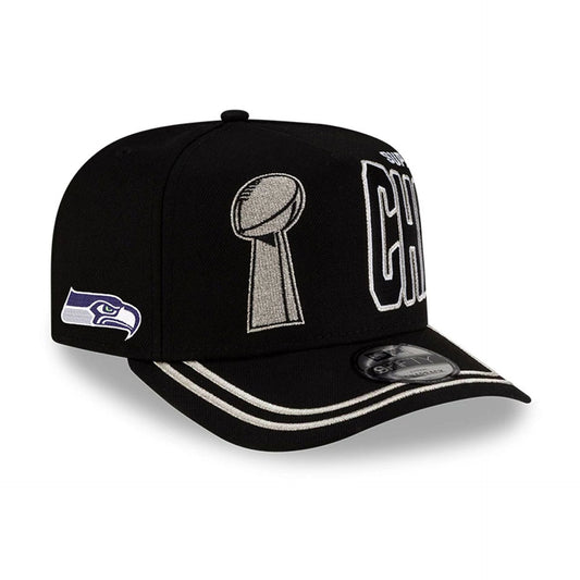Seattle Seahawks NFL Super Bowl 2026 Parade Black 9FIFTY A-Frame Snapback Cap