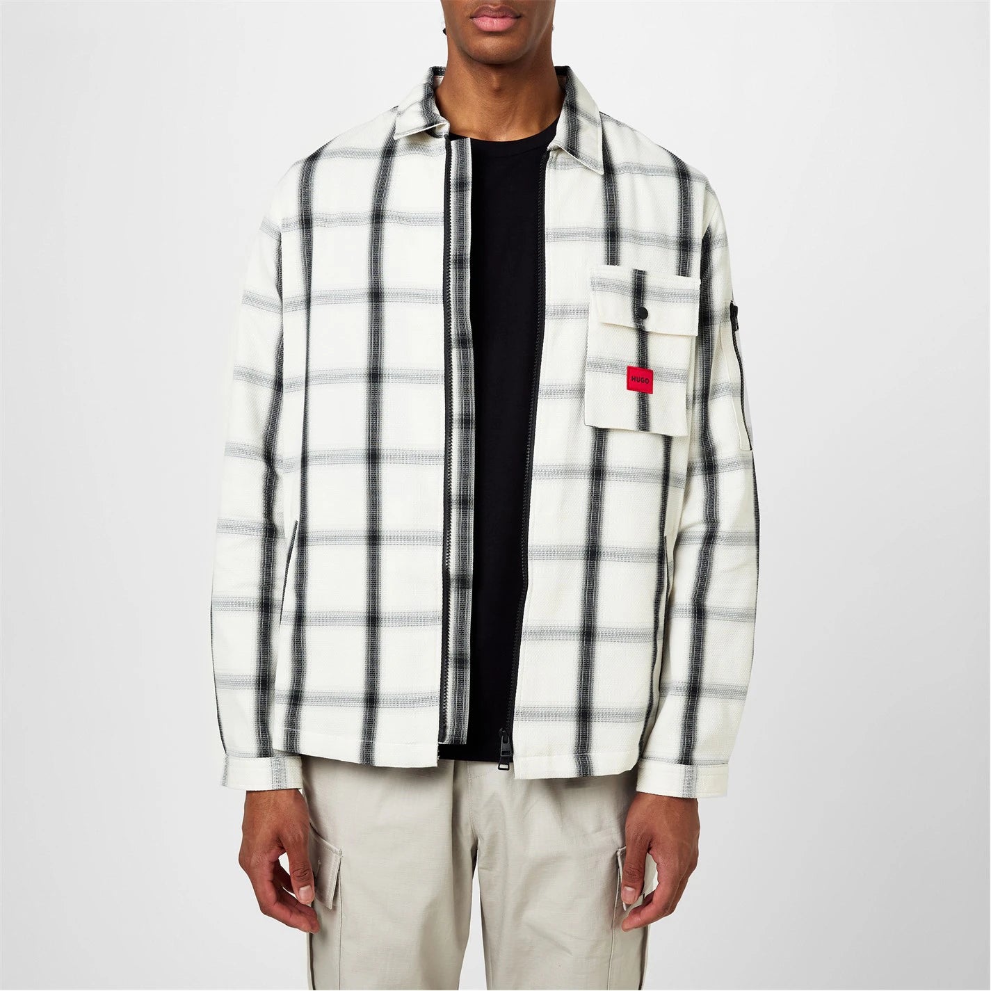 Men's Emmond Red Cotton Long Sleeve Zip Overshirt