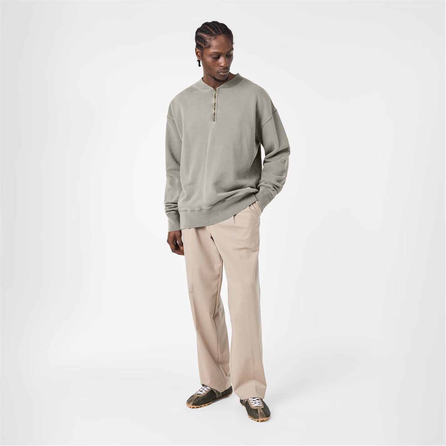 MAISON MARGIELA Men's quarter Zip Fleece Top