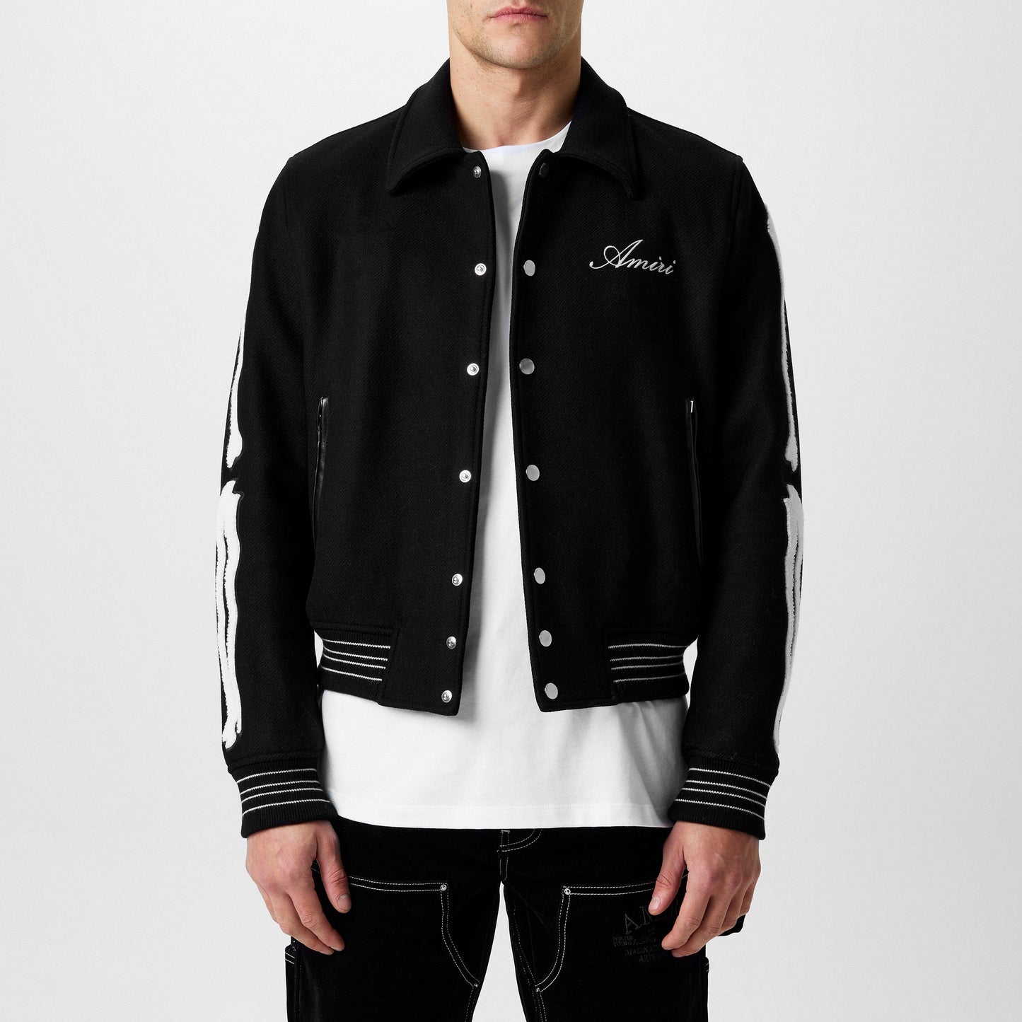 Amiri Men's Bones Wool Long Sleeve Varsity Jacket