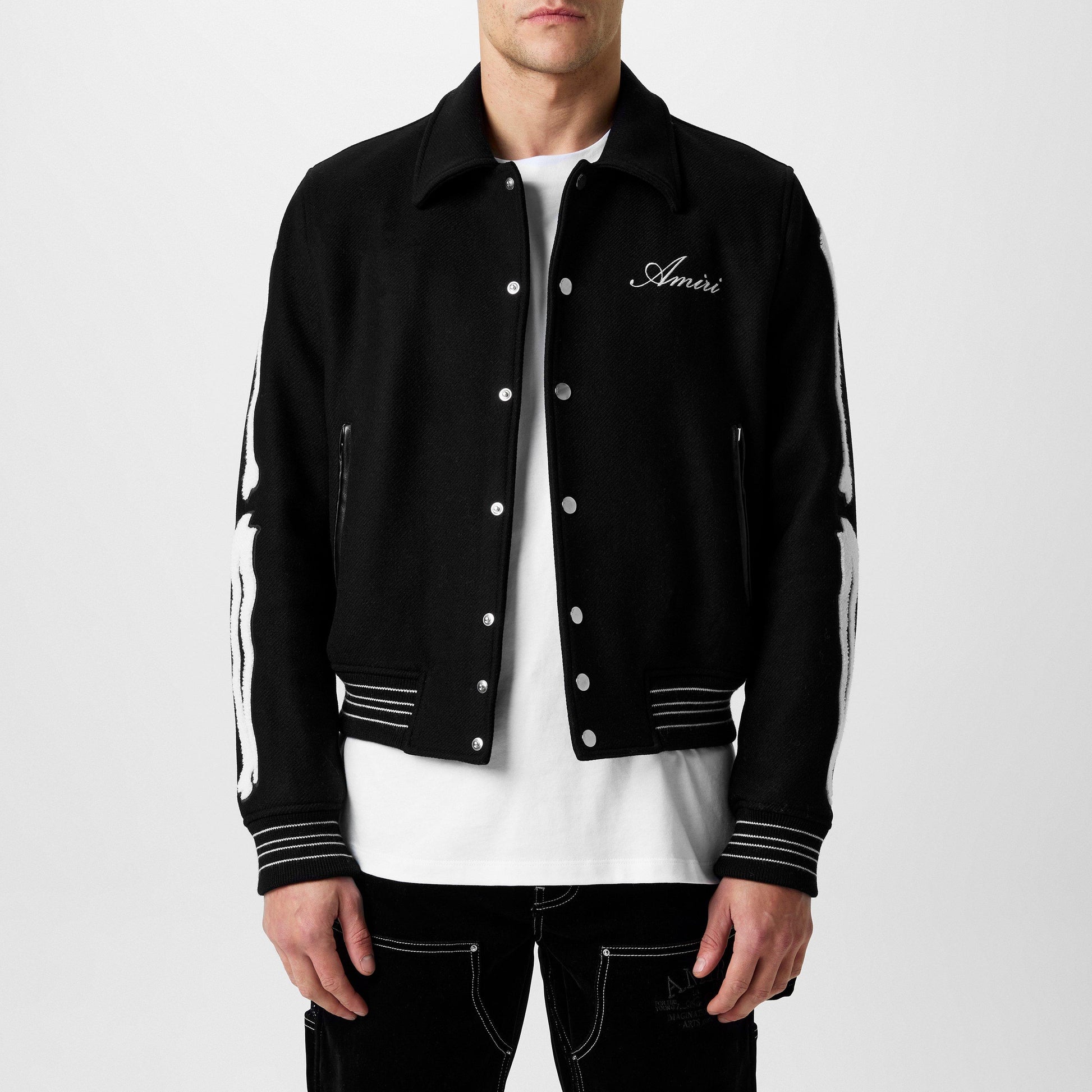 Amiri Men's Bones Wool Long Sleeve Varsity Jacket