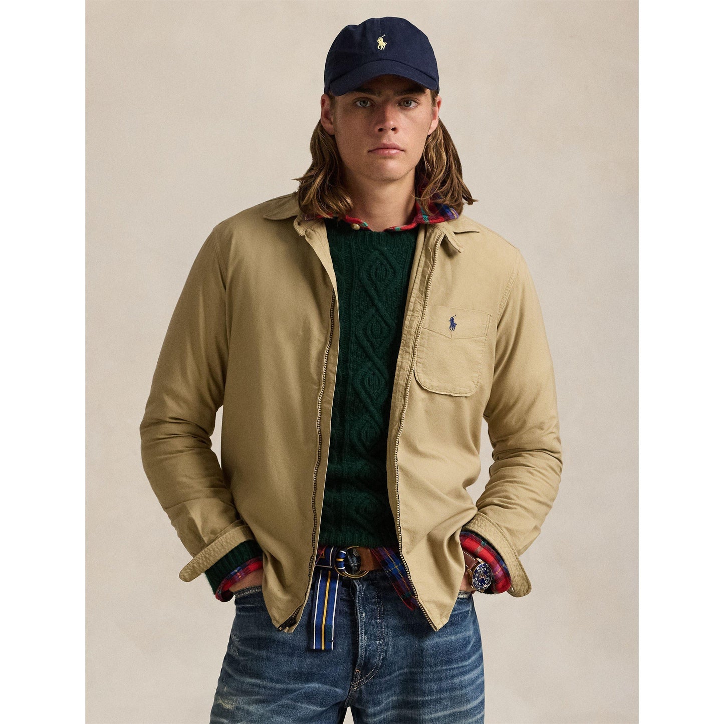Polo Ralph Lauren Men's Garment Dye Cotton Long Sleeve Full Zip Overshirt