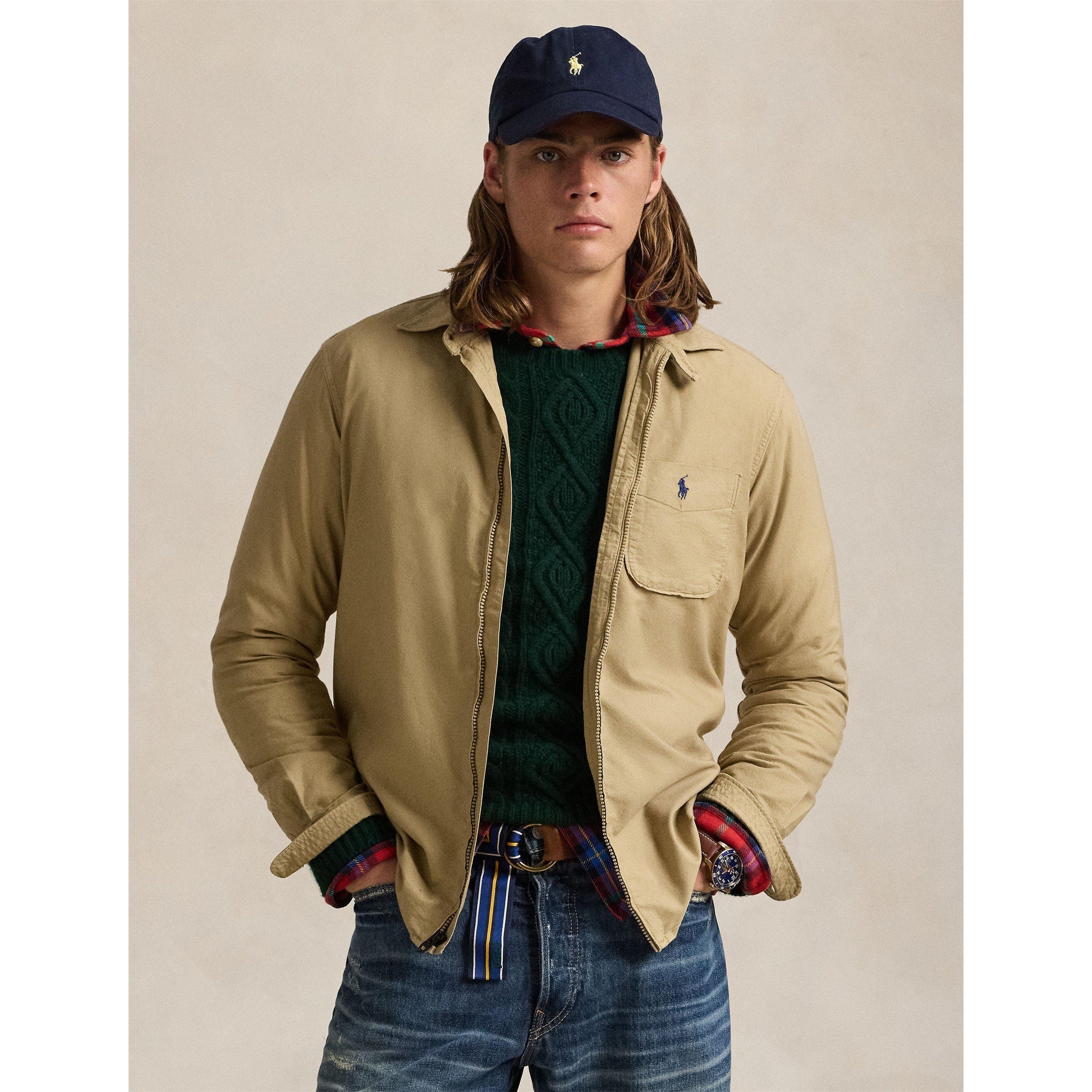 Polo Ralph Lauren Men's Garment Dye Cotton Long Sleeve Full Zip Overshirt