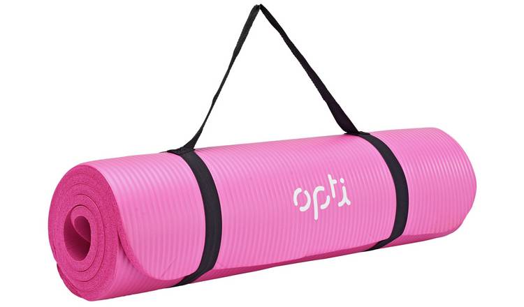 Opti 12mm NBR Yoga Exercise Mat with Carry Strap - Pink