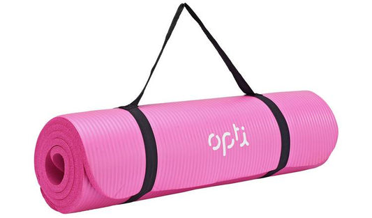 Opti 12mm NBR Yoga Exercise Mat with Carry Strap - Pink