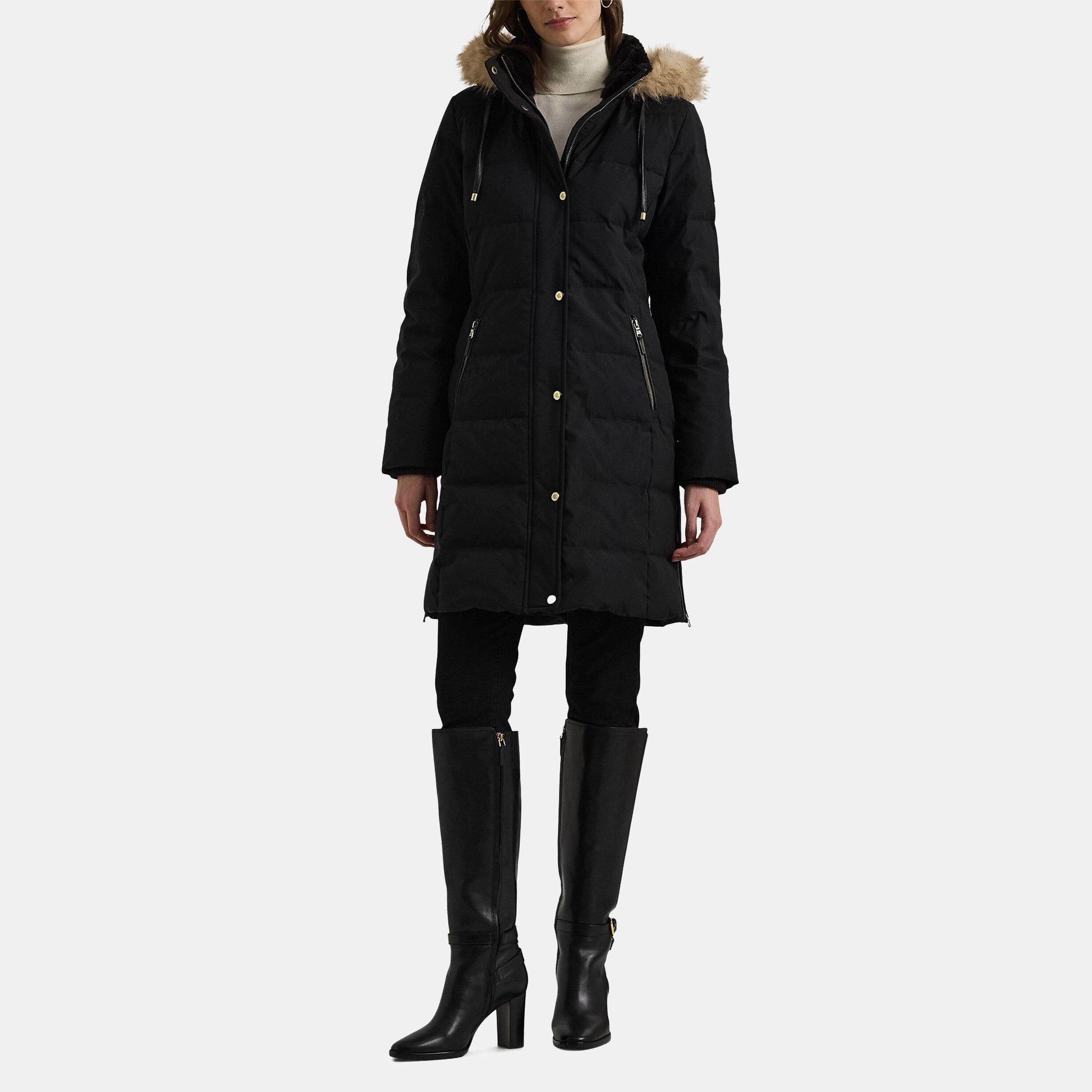 Women's Faux Fur Duck Down Short Puffer Jacket