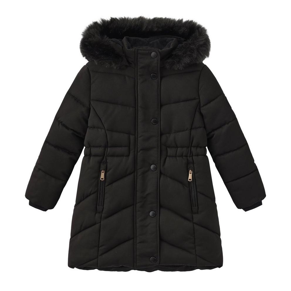 Faux Fur Hooded Long Sleeve Parka