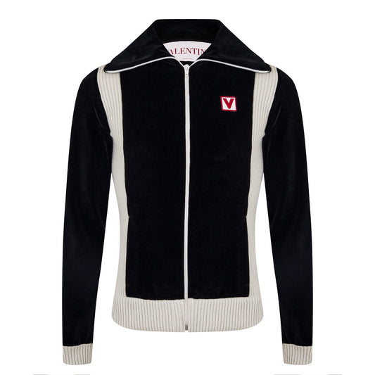Valentino Men's Chez High-Neck Chenille Cotton Long Sleeve Softshell Jacket