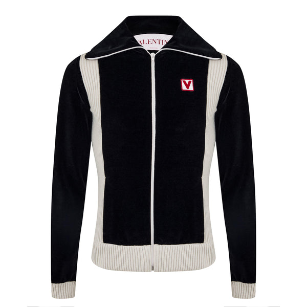 Valentino Men's Chez High-Neck Chenille Cotton Long Sleeve Softshell Jacket