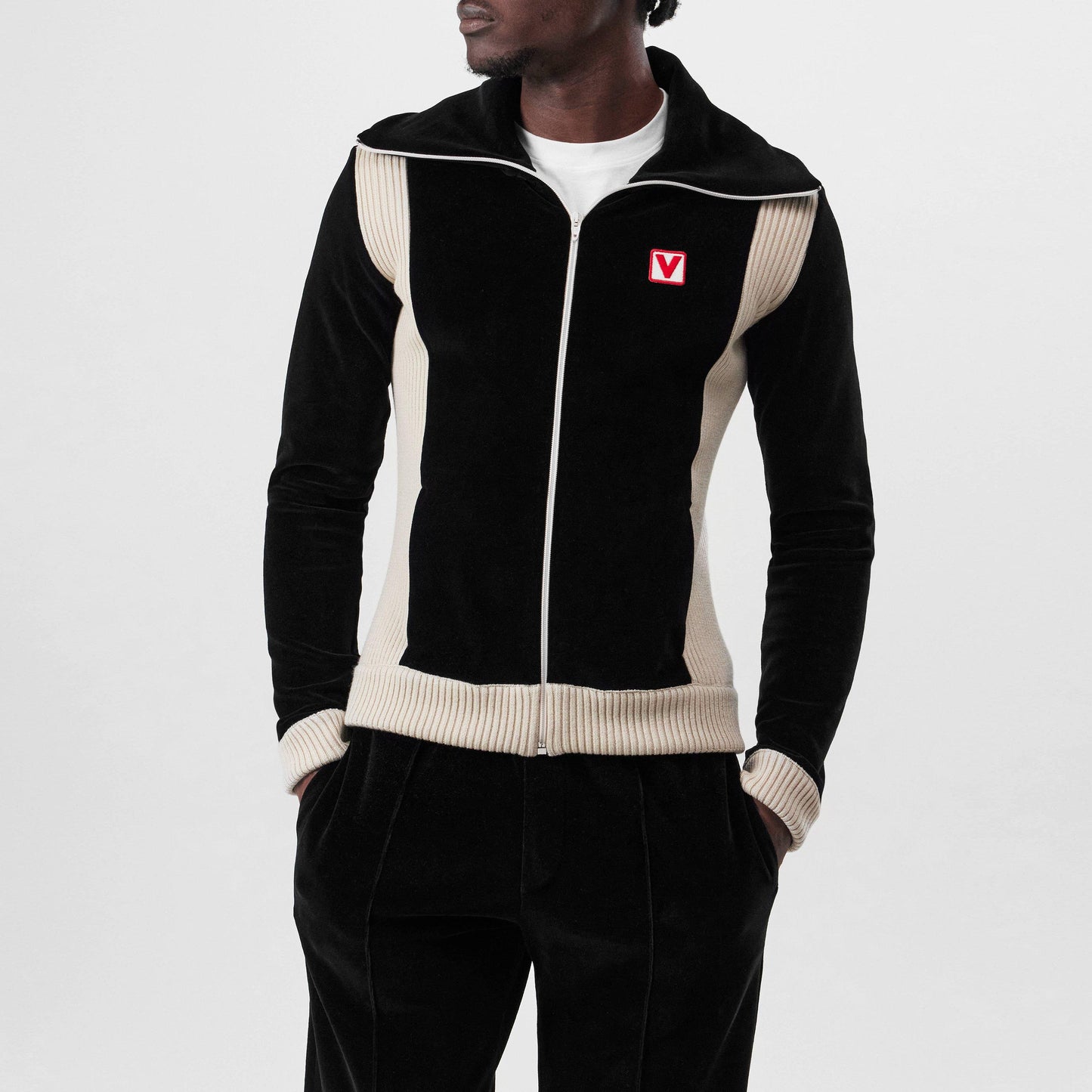 Valentino Men's Chez High-Neck Chenille Cotton Long Sleeve Softshell Jacket