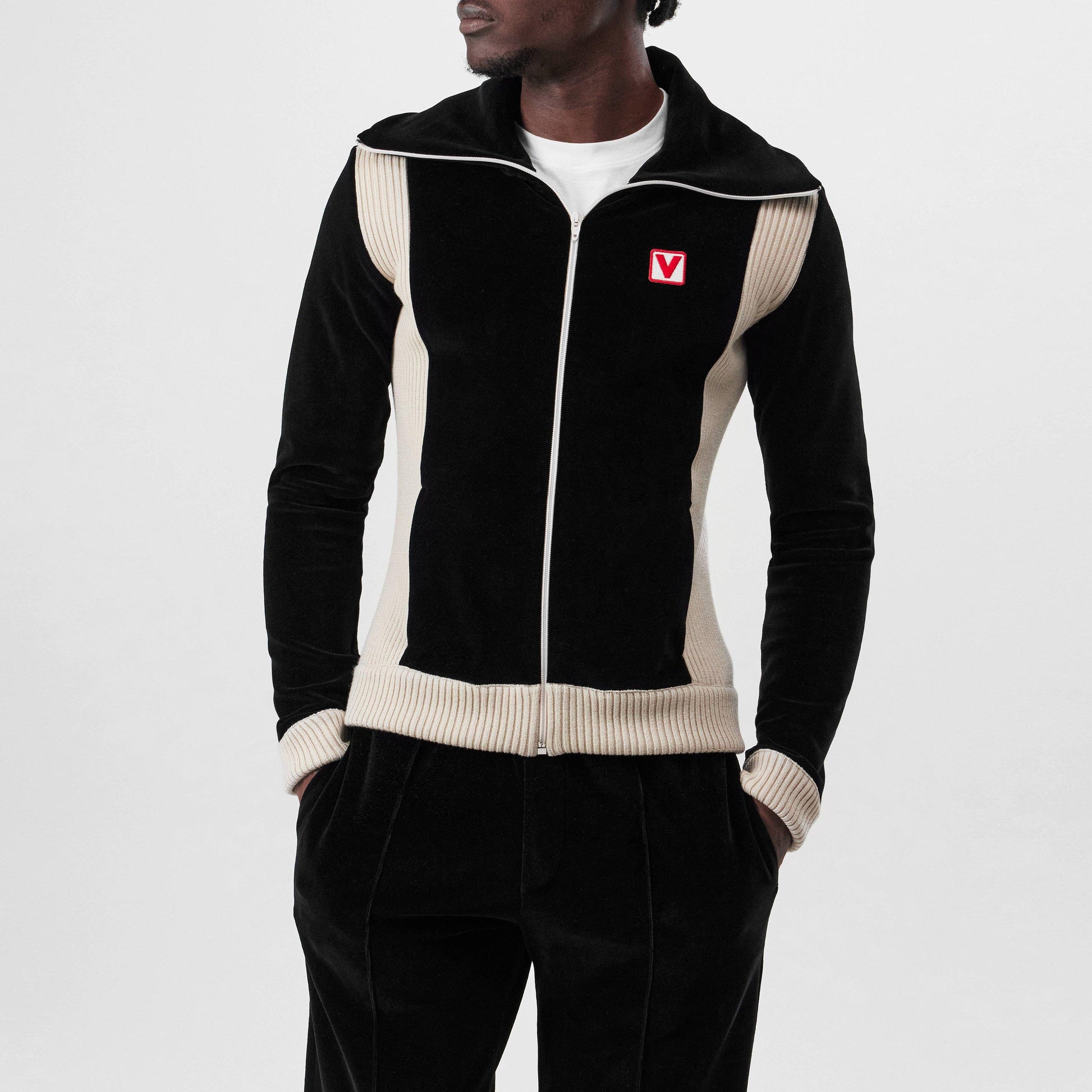 Valentino Men's Chez High-Neck Chenille Cotton Long Sleeve Softshell Jacket