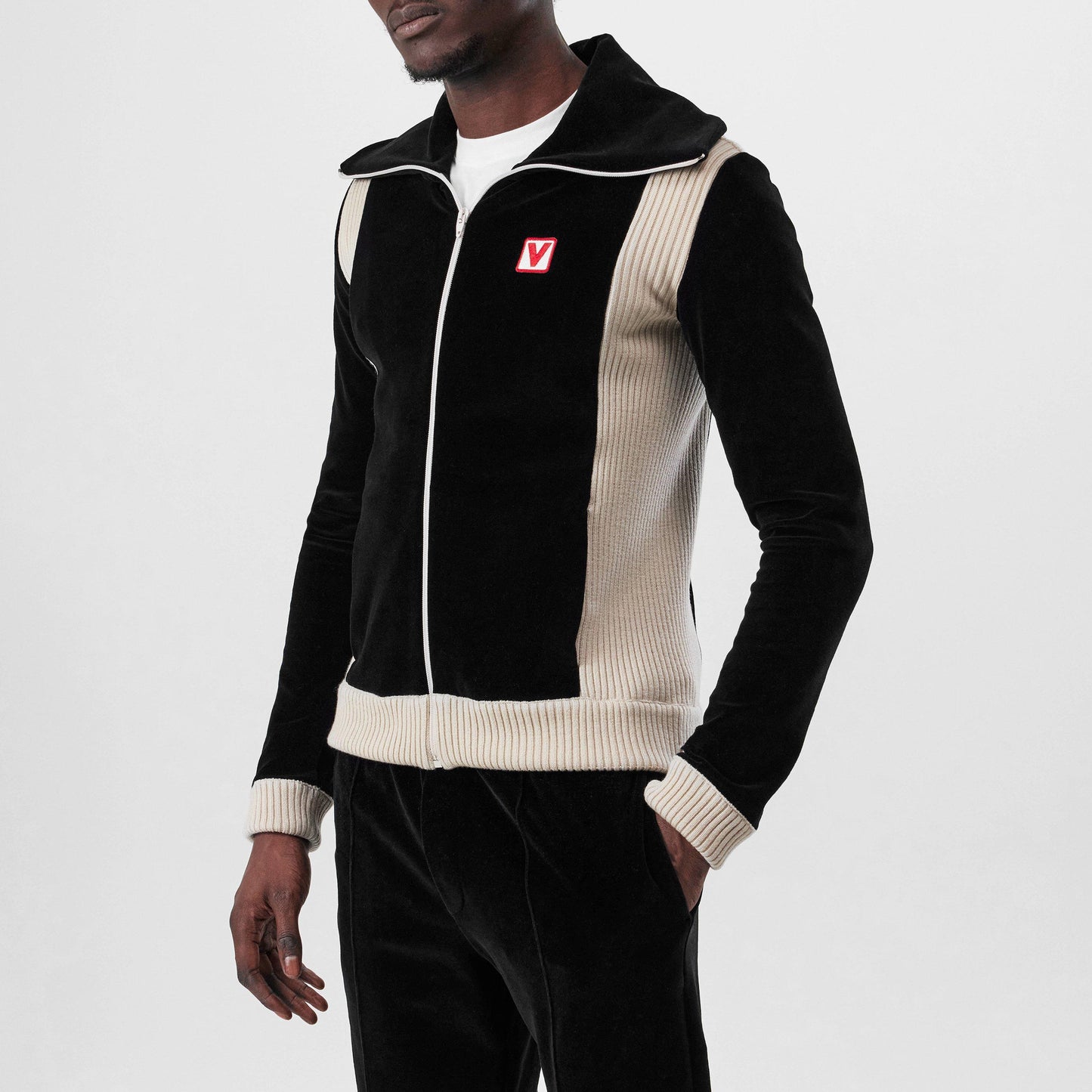 Valentino Men's Chez High-Neck Chenille Cotton Long Sleeve Softshell Jacket