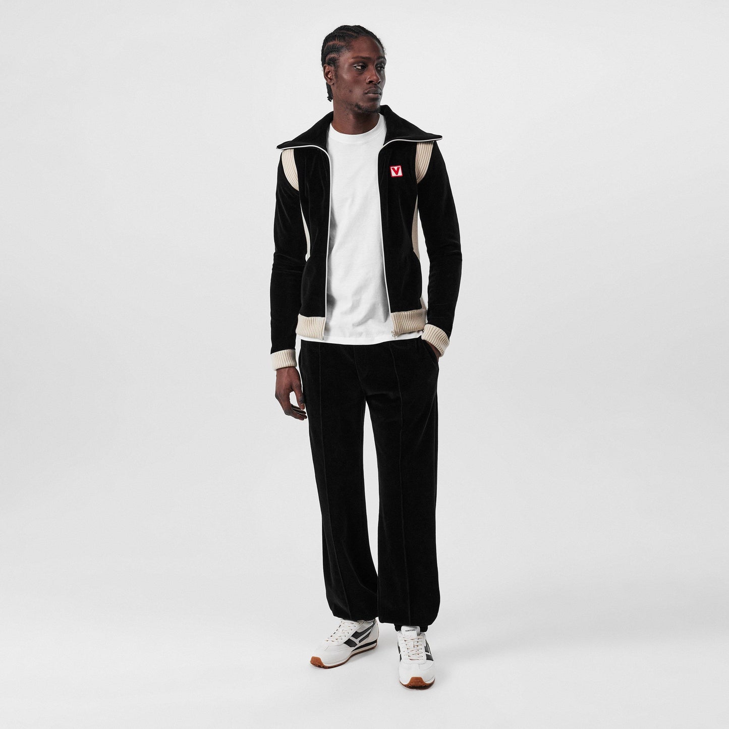 Valentino Men's Chez High-Neck Chenille Cotton Long Sleeve Softshell Jacket