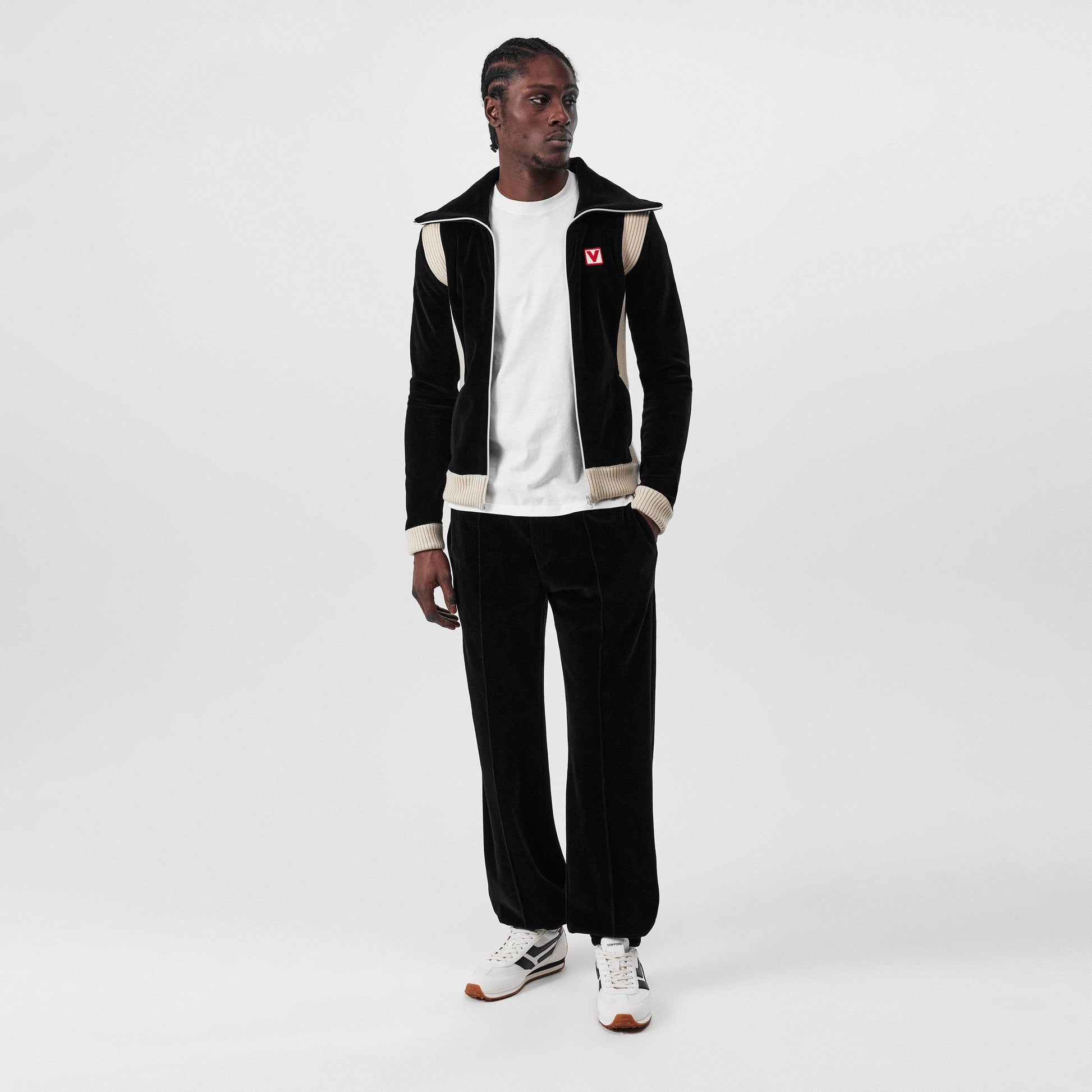 Valentino Men's Chez High-Neck Chenille Cotton Long Sleeve Softshell Jacket