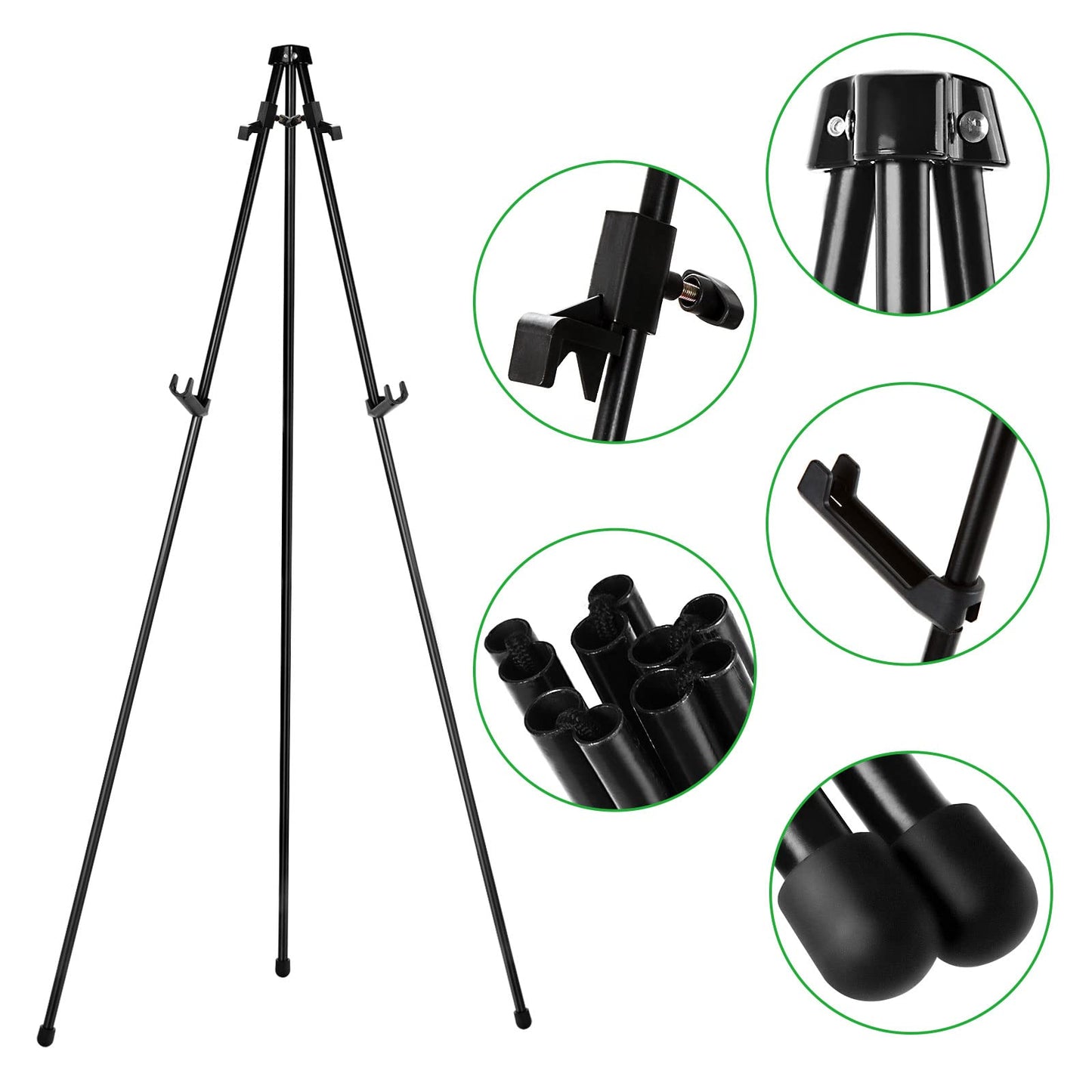 Adjustable  Display Easel Stand  160cm Tall  Portable Collapsible Tripod with Plastic Holder - Interactive Group