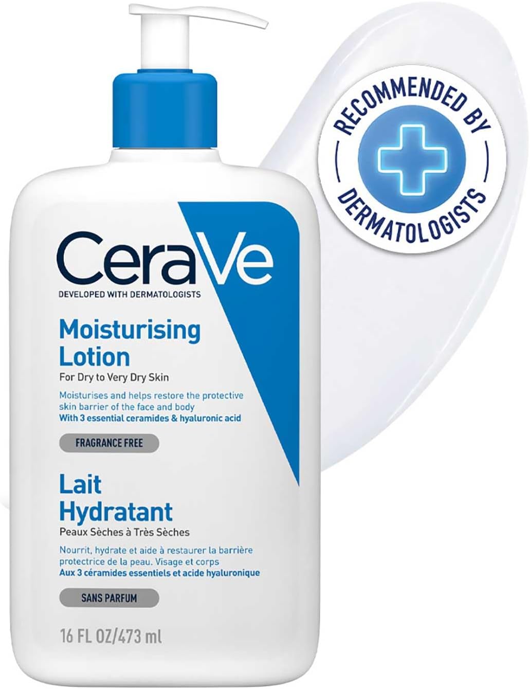 CeraVe Moisturising Lotion, Daily Face & Body Moisturiser, With 3 essential ceramides & hyaluronic acid, For dry to very dry skin, 473 ml/16 oz - Interactive Group