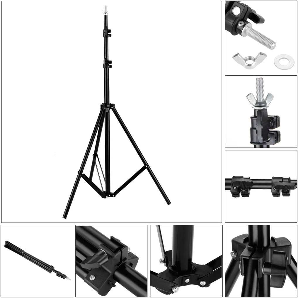 Bonnlo Adjustable Backdrop Stand Kit - 2x3m（6.5x9.8ft) Support with Carry Bag and 3 Clamps - Background Support Kit for Photography Video Studio, Birthday or Parties - Interactive Group