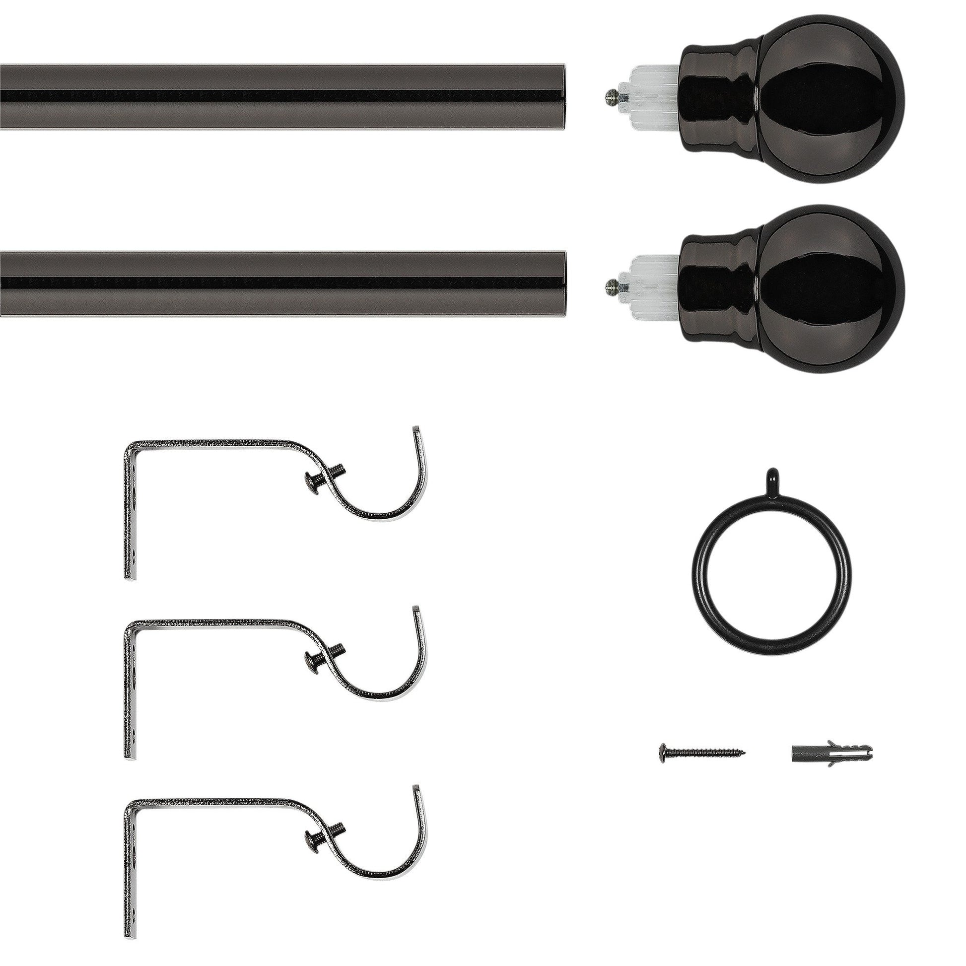 Argos Home Black Extendable Curtain Pole - 110cm - 300cm