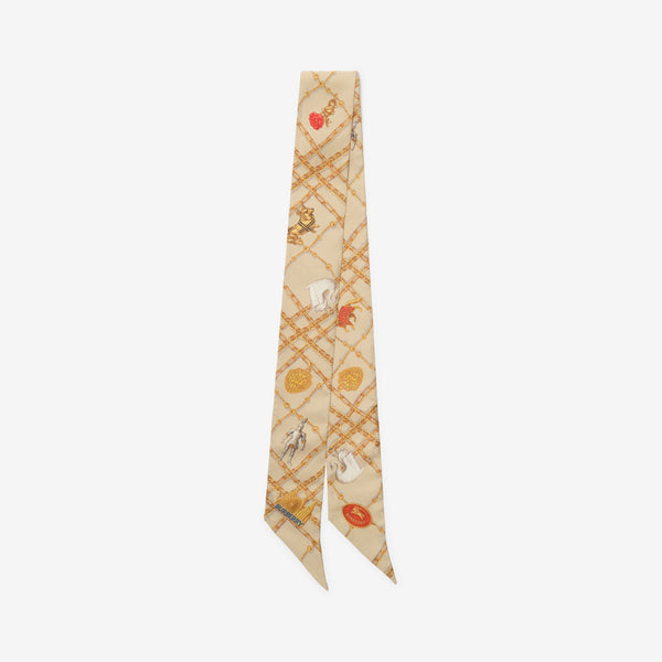 Skinny Check Charm Silk Scarf