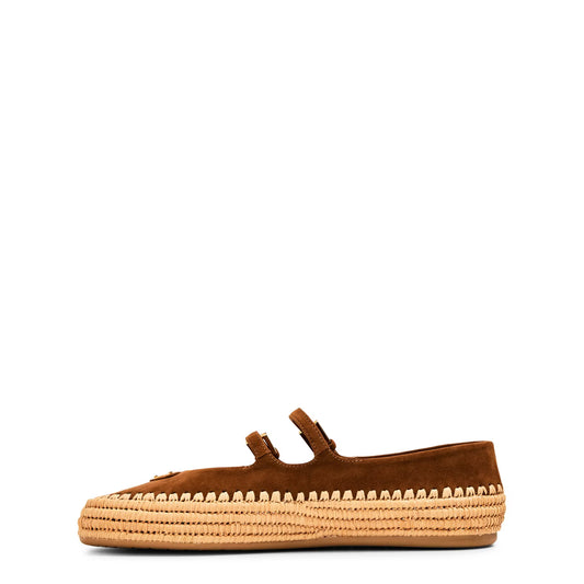 Prada Nappa leather and raffia ballerinas