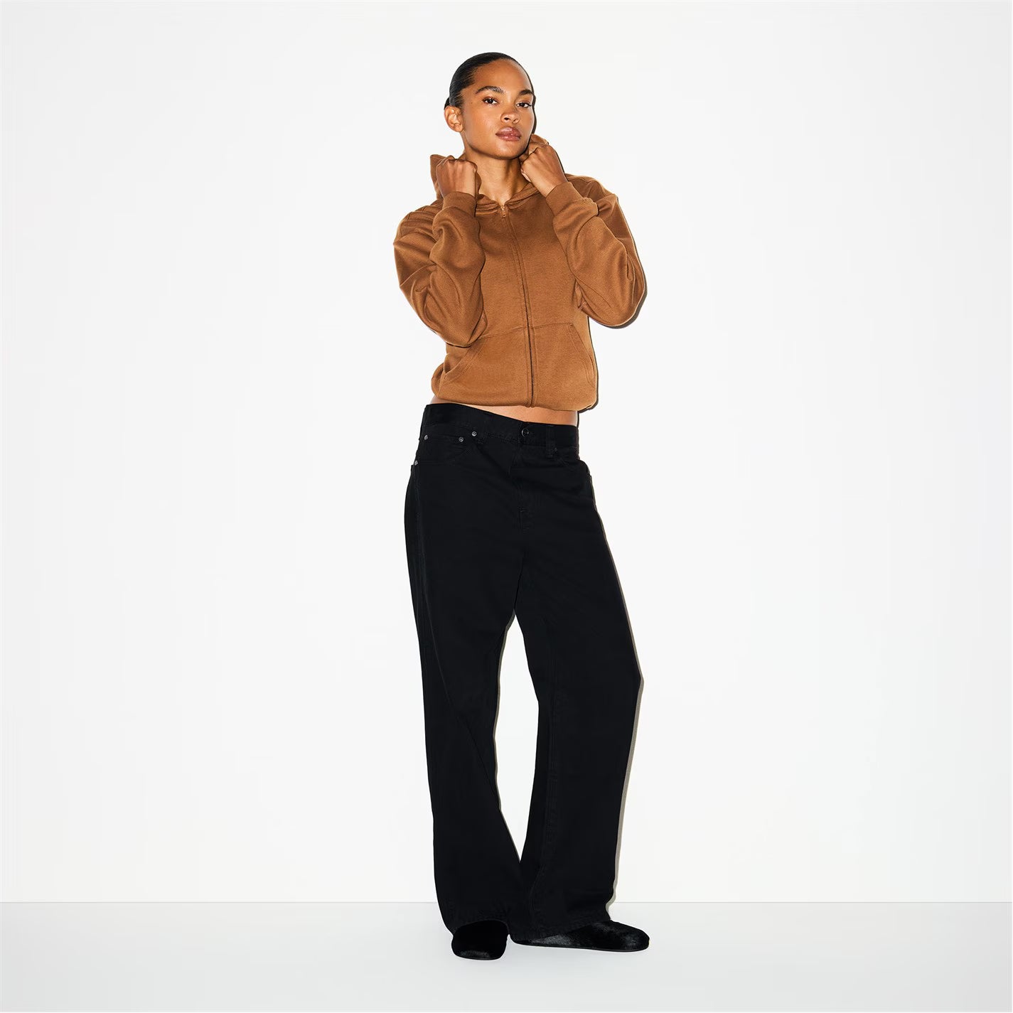 Womens Cotton Fleece Classic Zip Up Hoodie