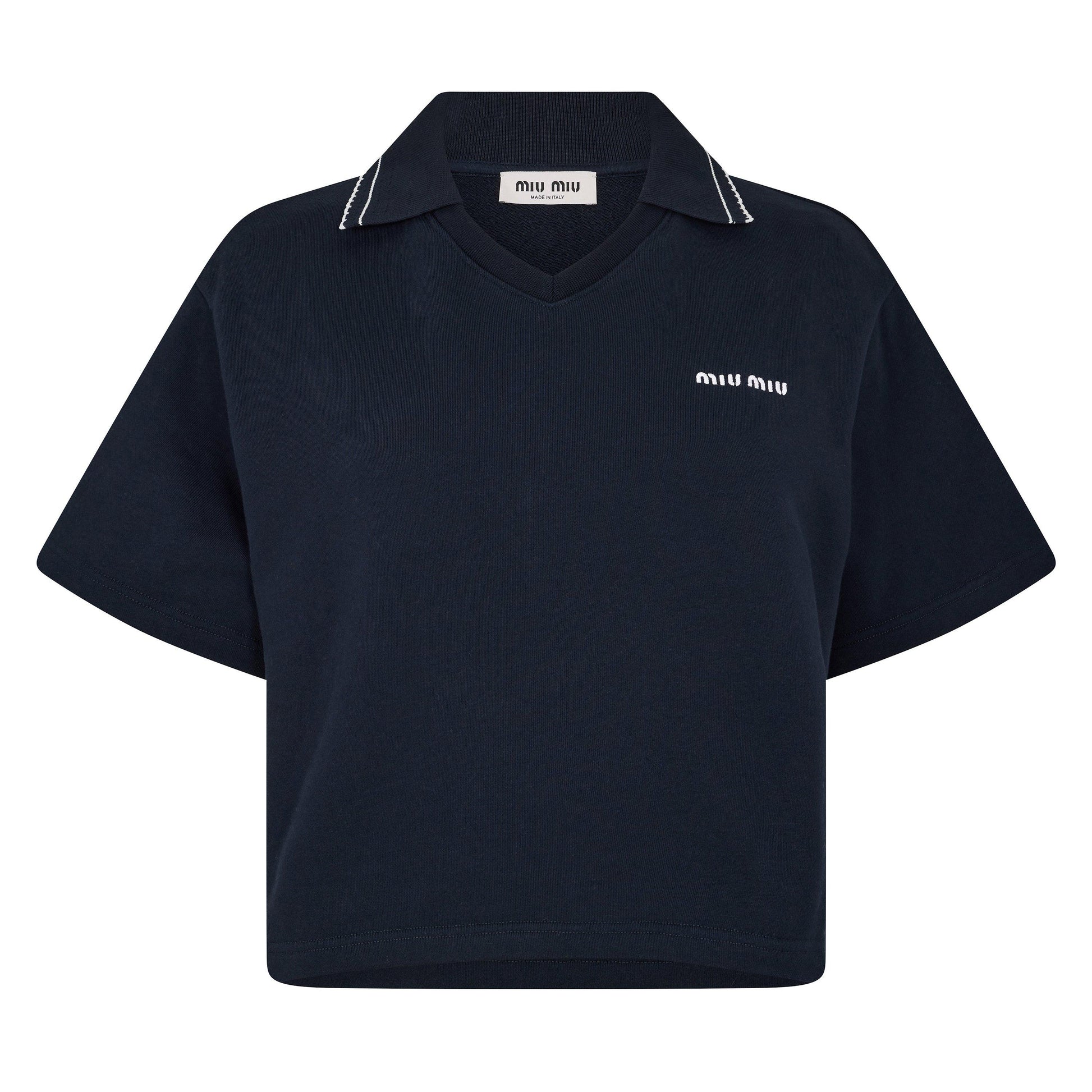 Miu Miu Women's Crop Top Cropped Short Sleeve Polo Shirt