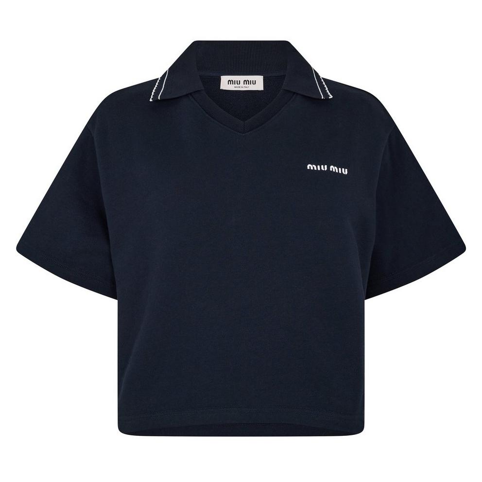 Miu Miu Women's Crop Top Cropped Short Sleeve Polo Shirt
