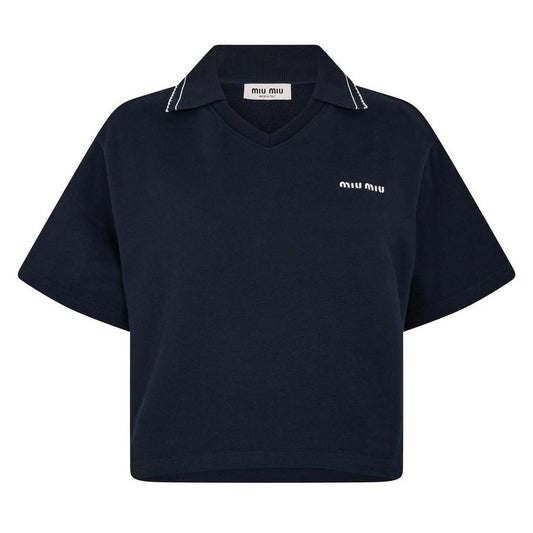 Miu Miu Women's Crop Top Cropped Short Sleeve Polo Shirt