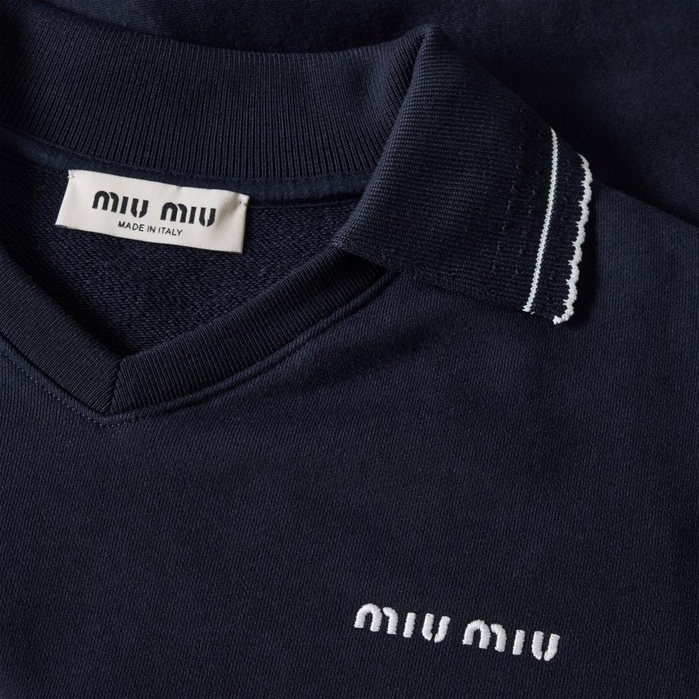 Miu Miu Women's Crop Top Cropped Short Sleeve Polo Shirt