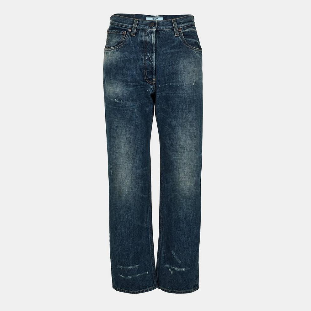 Prada Women's Washed Denim Straight Leg Jeans