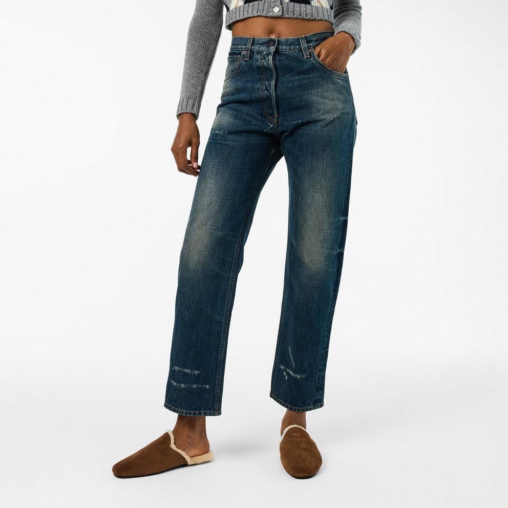 Prada Women's Washed Denim Straight Leg Jeans