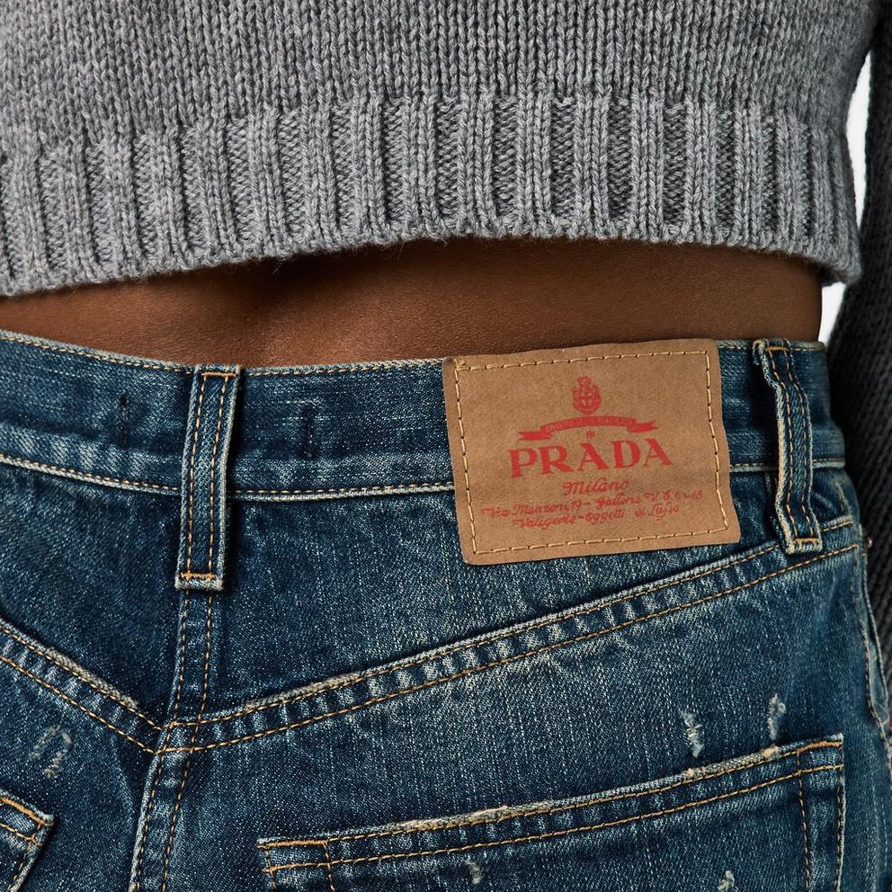 Prada Women's Washed Denim Straight Leg Jeans
