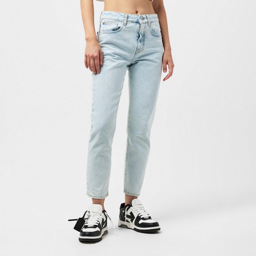 Women's Straight Leg Cropped Jeans with Signature Logo Detailing