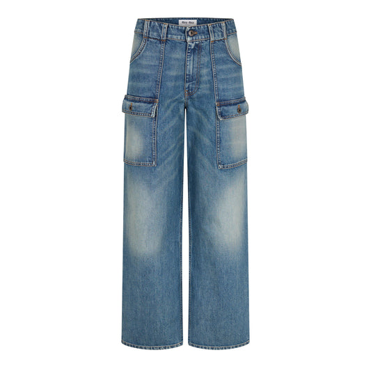 Miu Miu Women's Pocket Denim Straight Leg Jeans