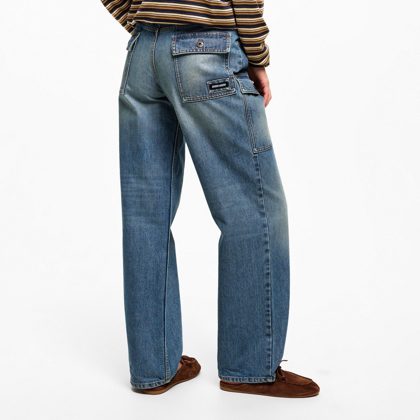 Miu Miu Women's Pocket Denim Straight Leg Jeans
