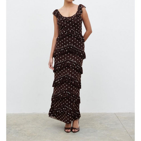 Pretty Lavish Women's Cecile Ruffle Mesh Maxi Dress