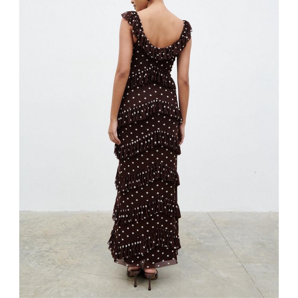 Pretty Lavish Women's Cecile Ruffle Mesh Maxi Dress