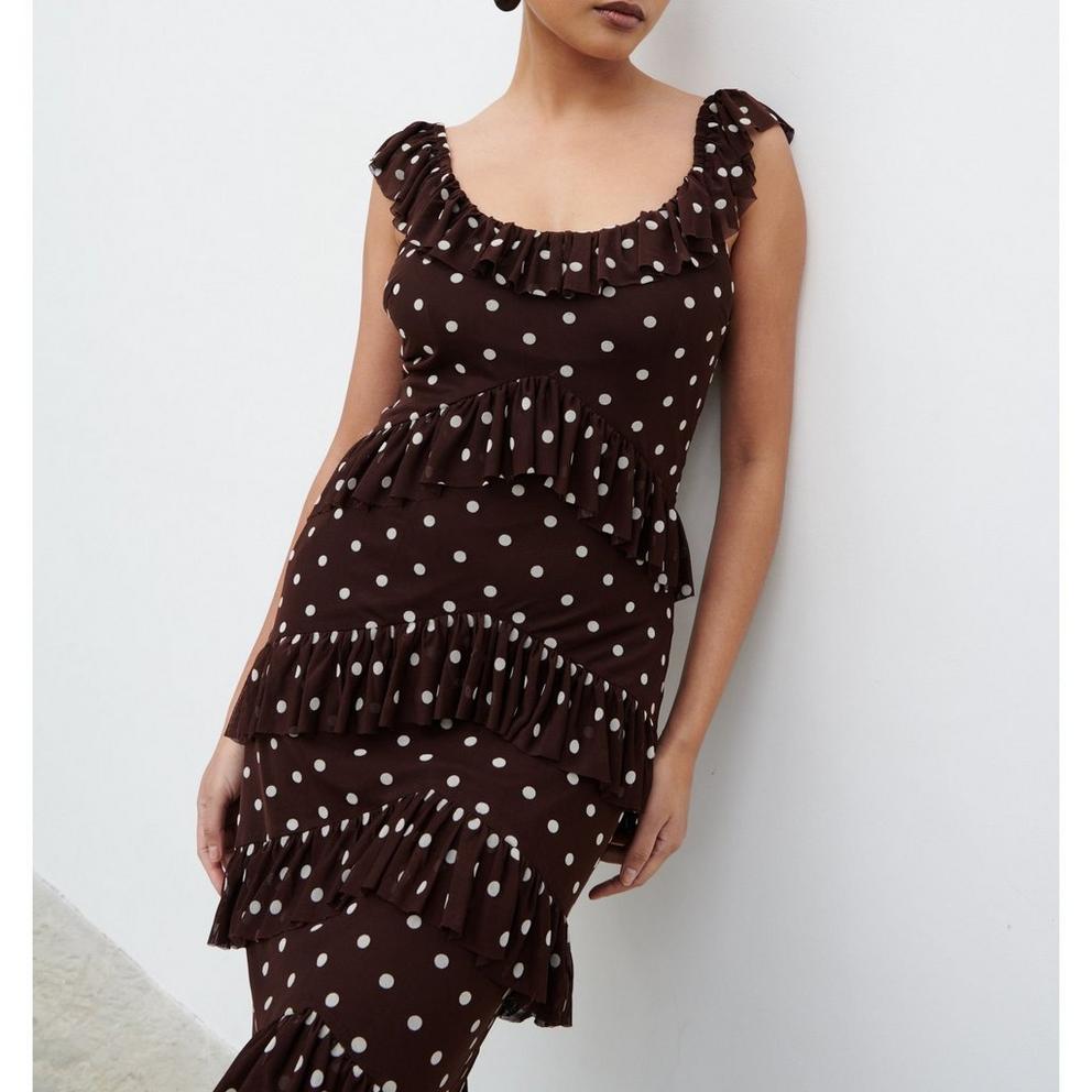Pretty Lavish Women's Cecile Ruffle Mesh Maxi Dress