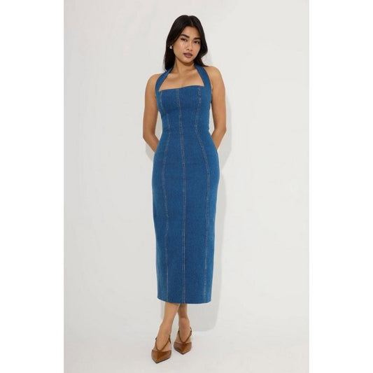 Odd Muse Womens Denim Midi Long Dress